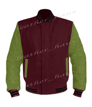 Load image into Gallery viewer, Original American Varsity Green Leather Sleeve Letterman College Baseball Women Wool Jackets #GRSL-BSTR-BZ