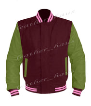 Load image into Gallery viewer, Original American Varsity Green Leather Sleeve Letterman College Baseball Men Wool Jackets #GRSL-PKSTR-BZ