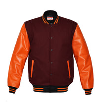 Load image into Gallery viewer, Original American Varsity Real Orange Leather Letterman College Baseball Kid Wool Jackets #ORSL-ORSTR-BB-BBand