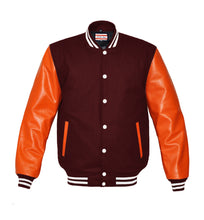 Load image into Gallery viewer, Superb Genuine Orange Leather Sleeve Letterman College Varsity Men Wool Jackets #ORSL-WSTR-WB