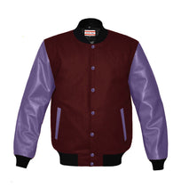 Load image into Gallery viewer, Original American Varsity Real Purple Leather Letterman College Baseball Women Wool Jackets #PRSL-BSTR-PRB-Bband