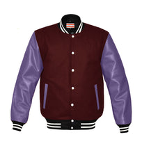 Load image into Gallery viewer, Original American Varsity Real Purple Leather Letterman College Baseball Kid Wool Jackets #PRSL-WSTR-WB-BBand