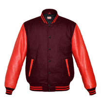Load image into Gallery viewer, Original American Varsity Real Red Leather Letterman College Baseball Women Wool Jackets #RSL-RSTR-BB
