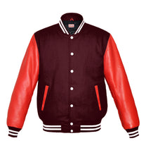 Load image into Gallery viewer, Original American Varsity Real Red Leather Letterman College Baseball Men Wool Jackets #RSL-WSTR-WB