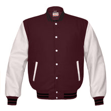 Load image into Gallery viewer, Superb Genuine White Leather Sleeve Letterman College Varsity Men Wool Jackets #WSL-BSTR-WB