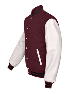 Superb Genuine White Leather Sleeve Letterman College Varsity Men Wool Jackets #WSL-BSTR-WB