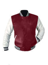 Load image into Gallery viewer, Genuine White Leather Original American Varsity Letterman College Baseball Men Leather Jackets #WSL-WSTR-LE