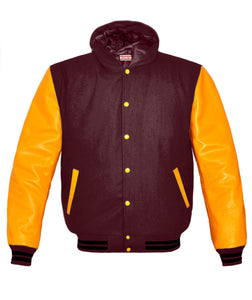 Superb Genuine Yellow Leather Sleeve Letterman College Varsity Men Wool Jackets #YSL-BSTR-YB-H