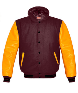 Superb Genuine Yellow Leather Sleeve Letterman College Varsity Women Wool Jackets #YSL-BSTR-BB-H