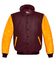 Load image into Gallery viewer, Superb Genuine Yellow Leather Sleeve Letterman College Varsity Kid Wool Jackets #YSL-BSTR-BB-H