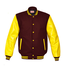 Superb Genuine Yellow Leather Sleeve Letterman College Varsity Kid Wool Jackets #YSL-YSTR-YB