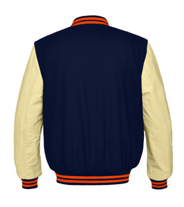 Superb Genuine Cream Leather Sleeve Letterman College Varsity Men Wool Jackets #CRSL-ORSTR-OB