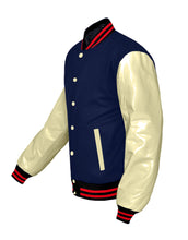 Load image into Gallery viewer, Original American Varsity Real Cream Leather Letterman College Baseball Women Wool Jackets #CRSL-RSTR-CB-Bband