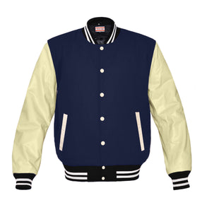 Original American Varsity Real Cream Leather Letterman College Baseball Women Wool Jackets #CRSL-WSTR-CB-BBAND