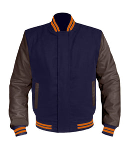Original American Varsity Dark Brown Leather Sleeve Letterman College Baseball Men Wool Jackets #DBRSL-ORSTR-BZ