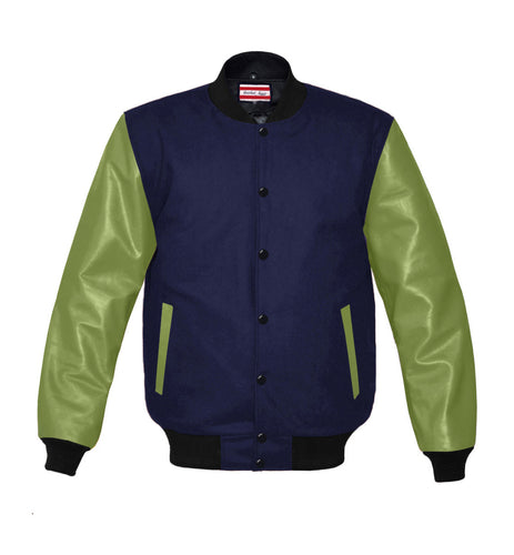 Original American Varsity Green Leather Sleeve Letterman College Baseball Men Wool Jackets #GRSL-BSTR-BB-BBAND