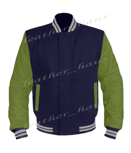 Original American Varsity Green Leather Sleeve Letterman College Baseball Men Wool Jackets #GRSL-GYSTR-BZ