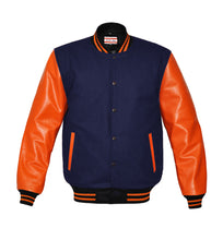 Load image into Gallery viewer, Original American Varsity Real Orange Leather Letterman College Baseball Men Wool Jackets #ORSL-ORSTR-BB-BBand