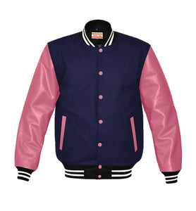 Original American Varsity Real Pink Leather Letterman College Baseball Kid Wool Jackets #PKSL-WSTR-PKB-BBand