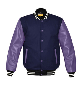 Original American Varsity Real Purple Leather Letterman College Baseball Men Wool Jackets #PRSL-WSTR-PRB-BBand