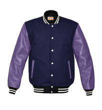 Load image into Gallery viewer, Original American Varsity Real Purple Leather Letterman College Baseball Women Wool Jackets #PRSL-WSTR-WB-BBand