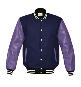 Original American Varsity Real Purple Leather Letterman College Baseball Men Wool Jackets #PRSL-WSTR-WB-BBand