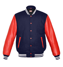 Load image into Gallery viewer, Original American Varsity Real Red Leather Letterman College Baseball Women Wool Jackets #RSL-WSTR-RB