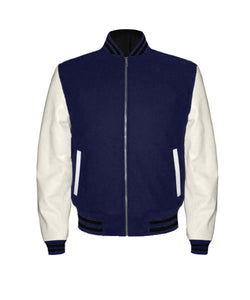 Original American Varsity Real White Leather Letterman College Baseball Women Wool Jackets #WSL-BSTR-ZIP