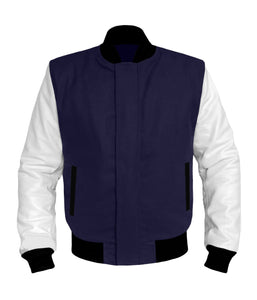 Original American Varsity White Leather Sleeve Letterman College Baseball Kid Wool Jackets #WSL-BBand-BZ