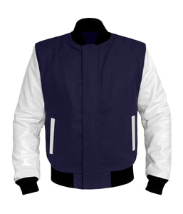 Original American Varsity White Leather Sleeve Letterman College Baseball Men Wool Jackets #WSL-BBand-WP-BZ