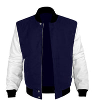 Load image into Gallery viewer, Original American Varsity White Leather Sleeve Letterman College Baseball Men Wool Jackets #WSL-BBand-WP-BZ