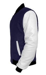 Original American Varsity White Leather Sleeve Letterman College Baseball Women Wool Jackets #WSL-BBand-WP-BZ