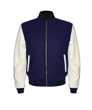 Load image into Gallery viewer, Original American Varsity Real White Leather Letterman College Baseball Men Wool Jackets #WSL-BSTR-ZIP