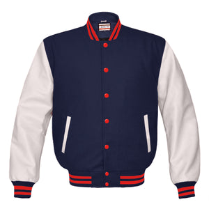 Superb Genuine White Leather Sleeve Letterman College Varsity Men Wool Jackets #WSL-RSTR-RB