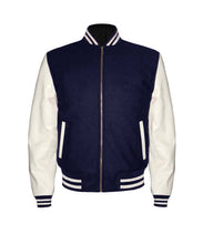 Load image into Gallery viewer, Original American Varsity Real White Leather Letterman College Baseball Men Wool Jackets #WSL-WSTR-ZIP