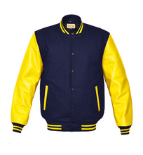 Load image into Gallery viewer, Superb Genuine Yellow Leather Sleeve Letterman College Varsity Men Wool Jackets #YSL-YSTR-BB