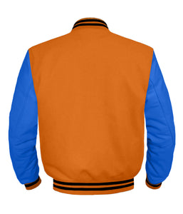 Original American Varsity Blue Leather Sleeve Letterman College Baseball Men Wool Jackets #BLSL-BSTR-BZ