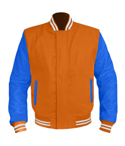 Original American Varsity Blue Leather Sleeve Letterman College Baseball Men Wool Jackets #BLSL-WSTR-BZ