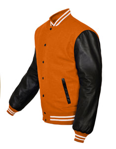 Superb Genuine Black Leather Sleeve Letterman College Varsity Kid Wool Jackets #BSL-WSTR-BB