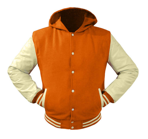 Superb Genuine Cream Leather Sleeve Letterman College Varsity Men Wool Jackets #CRSL-CRSTR-CRB-H