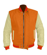 Load image into Gallery viewer, Original American Varsity Cream Leather Sleeve Letterman College Baseball Men Wool Jackets #CRSL-RSTR-BZ