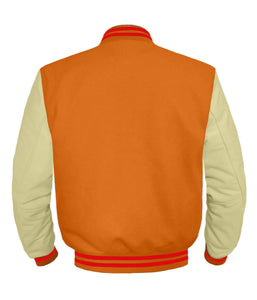 Original American Varsity Cream Leather Sleeve Letterman College Baseball Men Wool Jackets #CRSL-RSTR-BZ