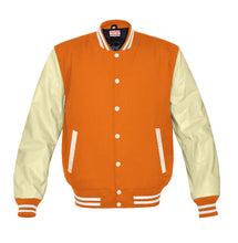 Load image into Gallery viewer, Superb Genuine Cream Leather Sleeve Letterman College Varsity Men Wool Jackets #CRSL-WSTR-CB