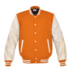 Superb Genuine Cream Leather Sleeve Letterman College Varsity Women Wool Jackets #CRSL-WSTR-WB