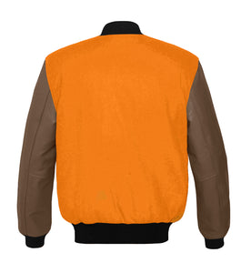 Original American Varsity Light Brown Leather Sleeve Letterman College Baseball Kid Wool Jackets #LBRSL-BSTR-BB-BBAND
