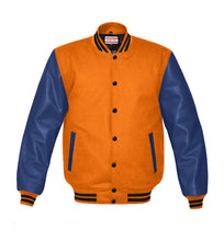 Load image into Gallery viewer, Original American Varsity Navy Leather Sleeve Letterman College Baseball Kid Wool Jackets #NVSL-BSTR-BB