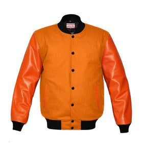 Original American Varsity Real Orange Leather Letterman College Baseball Kid Wool Jackets #ORSL-BSTR-BB-Bband