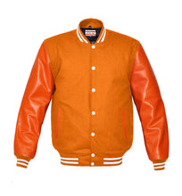 Load image into Gallery viewer, Superb Genuine Orange Leather Sleeve Letterman College Varsity Men Wool Jackets #ORSL-WSTR-WB