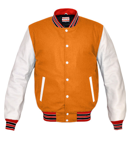 Superb Genuine White Leather Sleeve Letterman College Varsity Men Wool Jackets #WSL-RWBSTR-WB