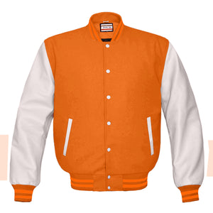 Superb Genuine White Leather Sleeve Letterman College Varsity Kid Wool Jackets #WSL-ORSTR-WB